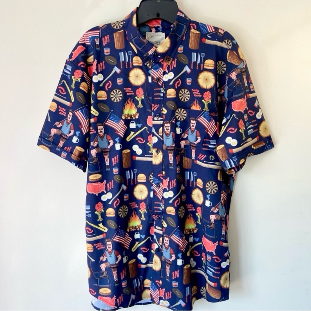 RSVLTS The Roosevelts Ron Swanson's Shirt of Greatness Button Up Short Sleeve L